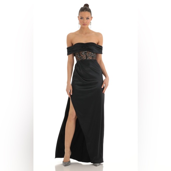 Lucy in the Sky Dresses & Skirts - Floral Glitter Corset Dress in Black prom or evening corset sexy dress